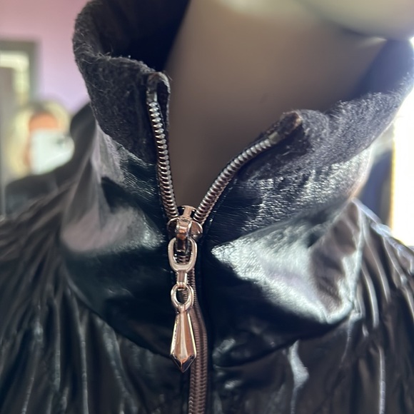 COPY - Designer High Low faux leather quilted dress size L - Picture 7 of 14